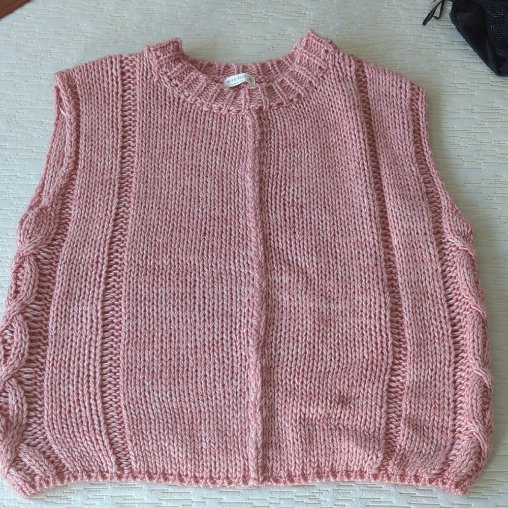 Pink Knit Sleeveless Sweater